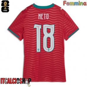 Portogallo Pedro Neto #18 Prima Maglia Femmina Mondiali 2026 Manica Corta